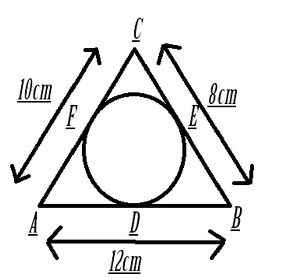 A Circle Is Inscribed In A Triangle Abc Having Sides 8cm 10cm And 8377